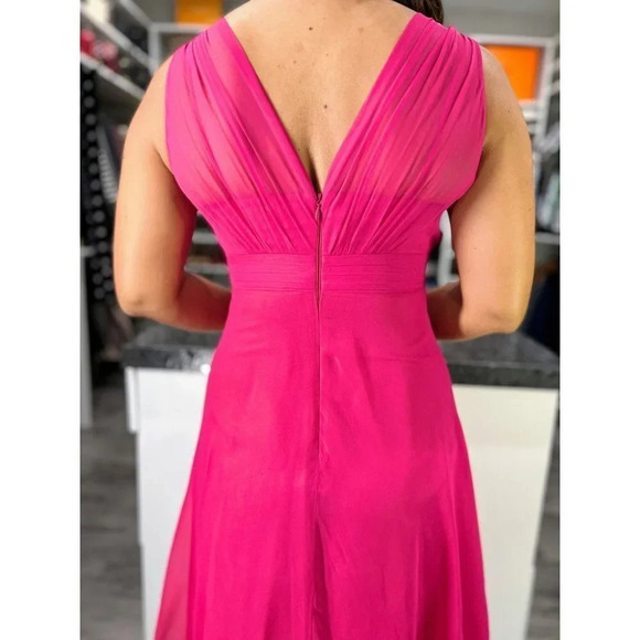 L.K. Bennett Magenta Pink Chiffon Barbiecore Midi Dress $410 - Picture 8 of 12